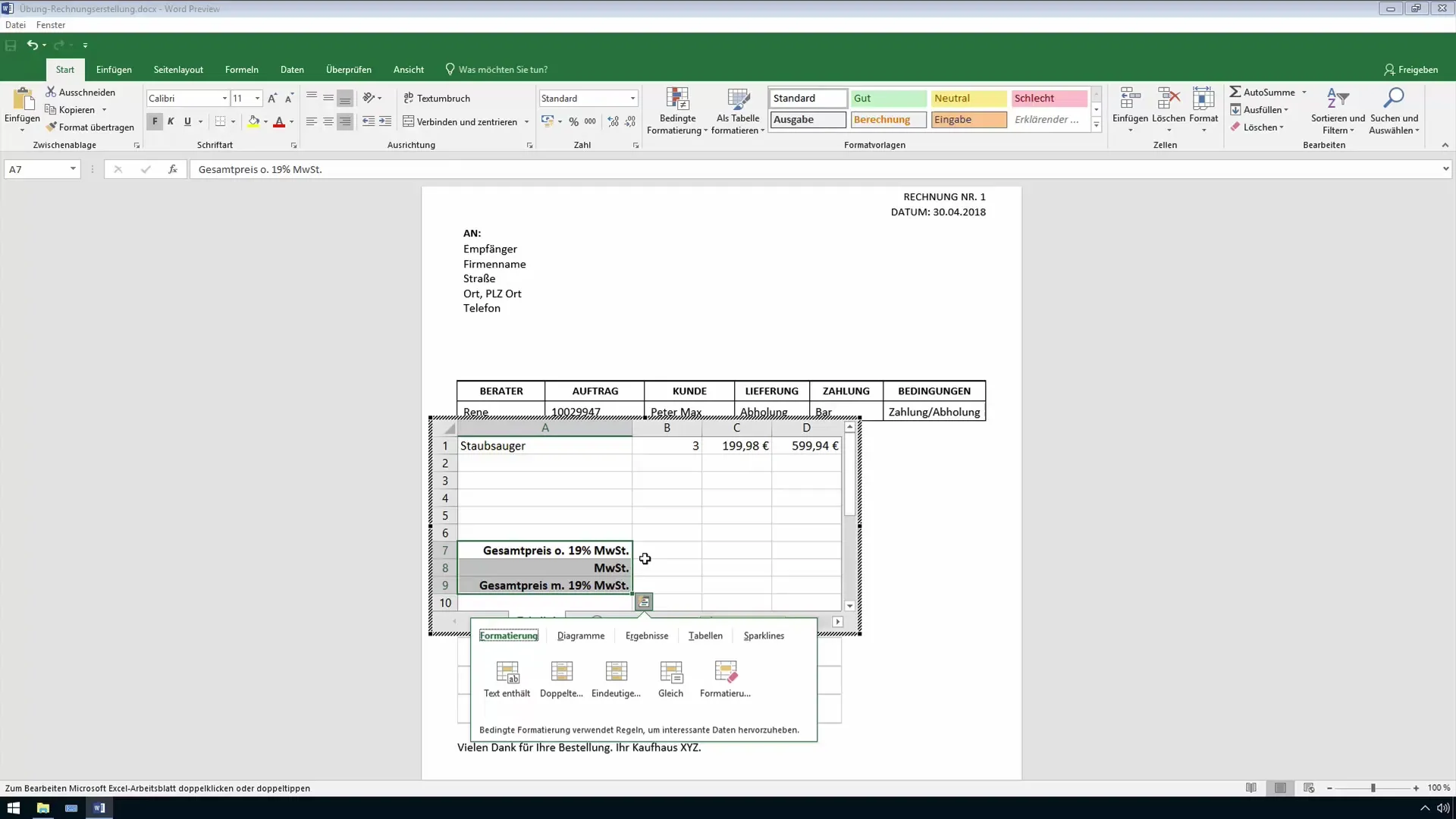 Ефективно вграждане на таблици от Excel в документи на Word