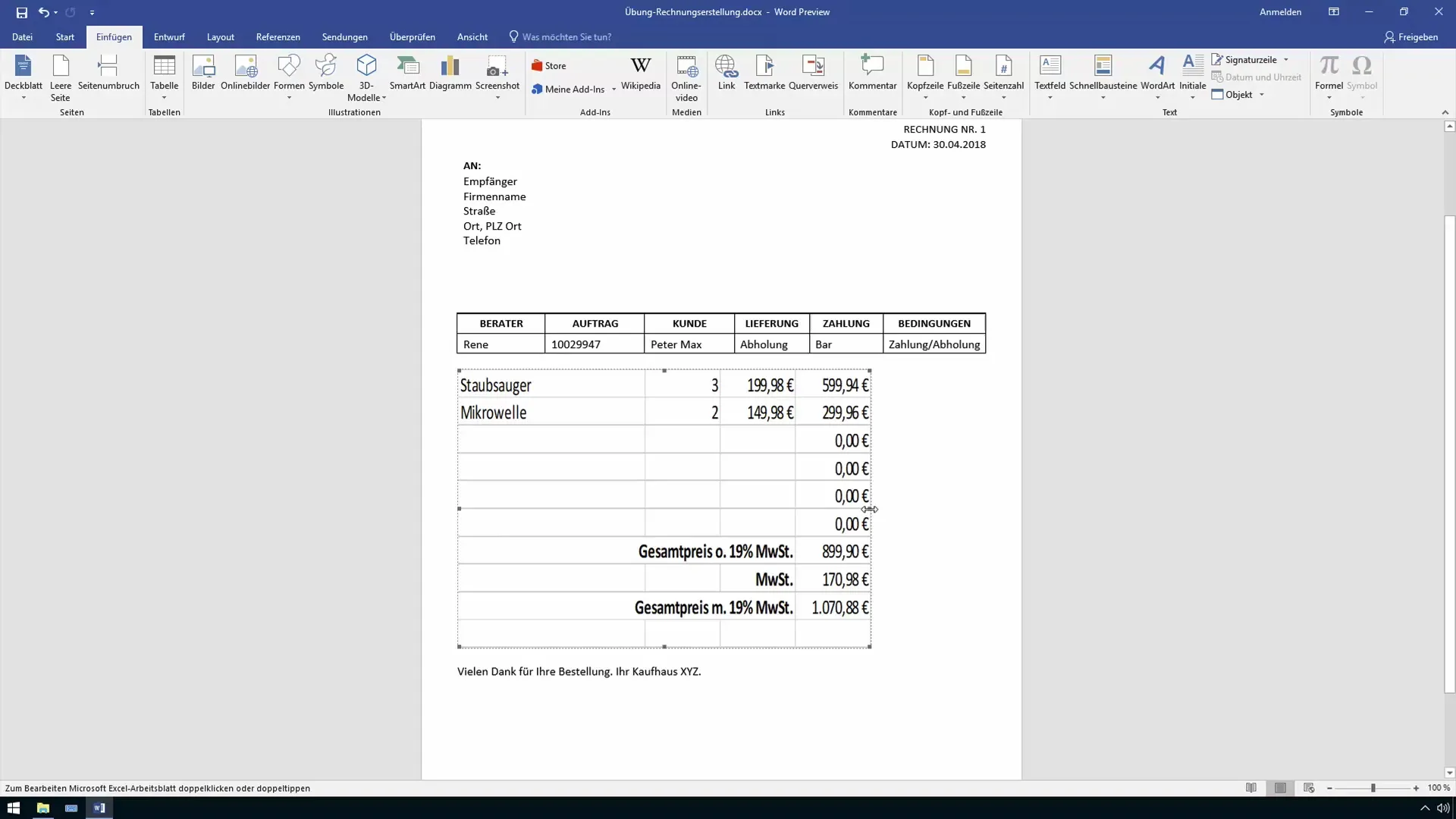 Integrating Excel tables effectively into Word documents