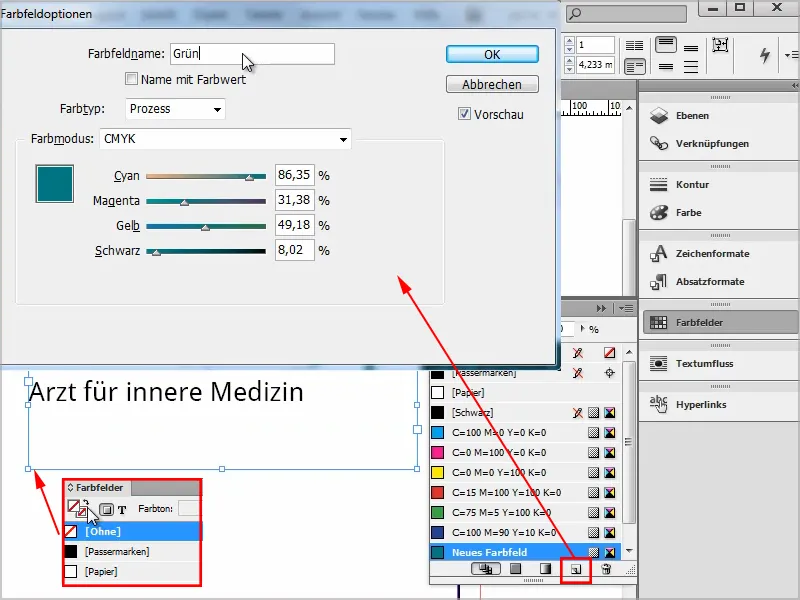 Adobe InDesign'de doktor kartları oluşturmak için klasik tarz kullanılır.