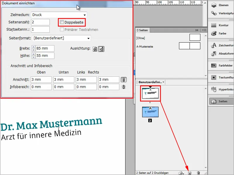 Vytvoření vizitek v programu Adobe InDesign - Klasický styl: design lékaře