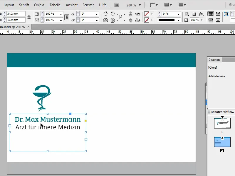 Crear tarjetas de visita en Adobe InDesign - Estilo clásico: Diseño médico