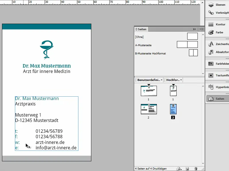 Crear tarjetas de visita en Adobe InDesign - Estilo clásico: Diseño médico