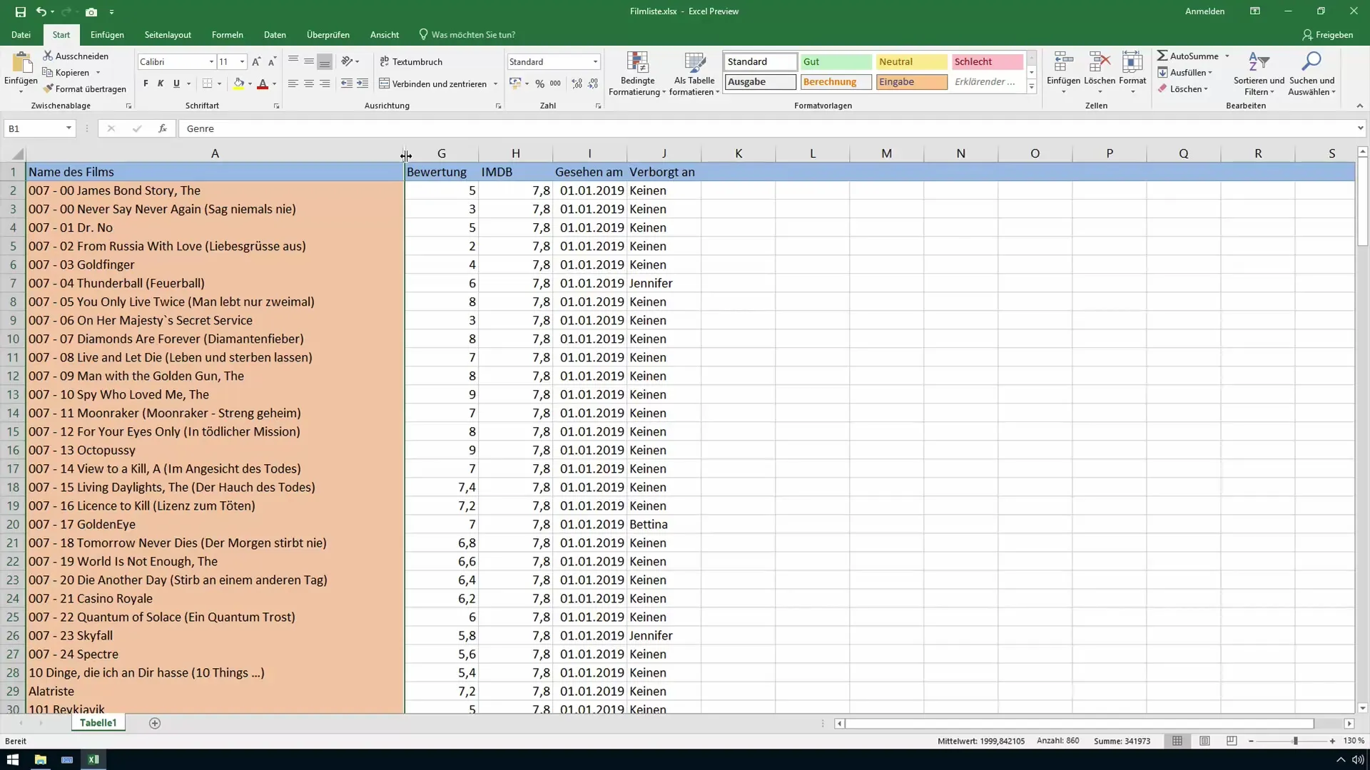 Ocultar eficazmente linhas e colunas no Excel