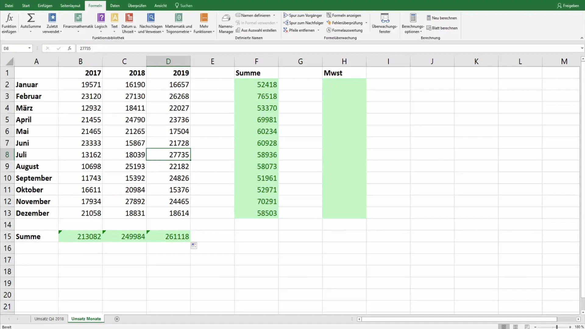 Excel'de formülleri göster ve vurgula