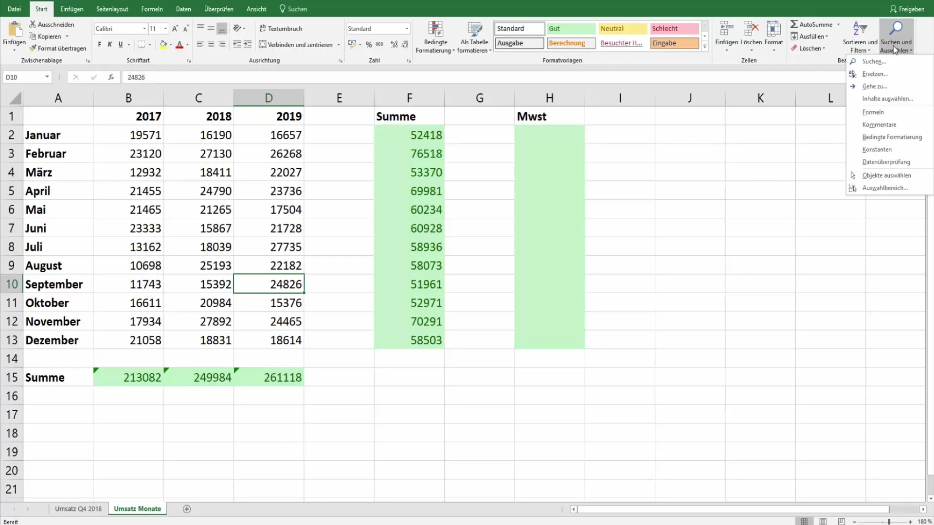 Excel'de formulaları göster ve vurgula