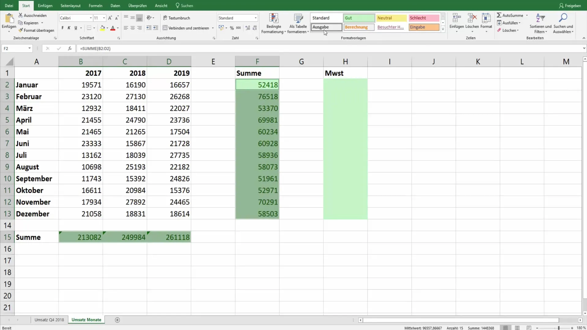 Excel'de formülleri göster ve vurgula