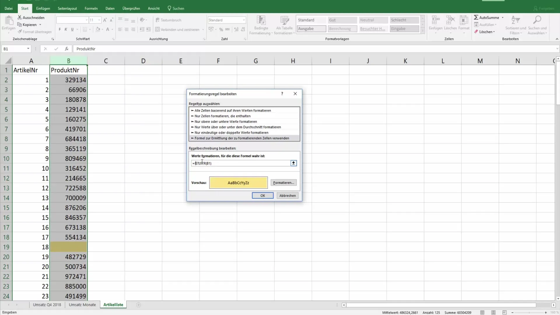 Colorare efficientemente le celle riempite in Excel