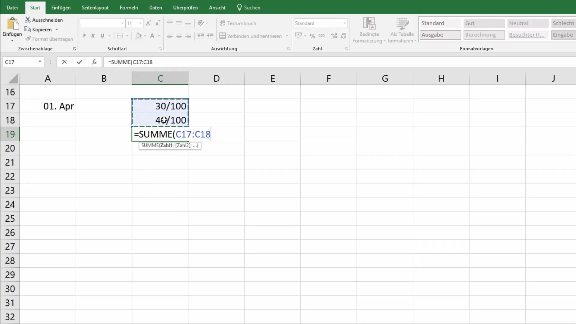 Rappresentare e calcolare correttamente le frazioni in Excel