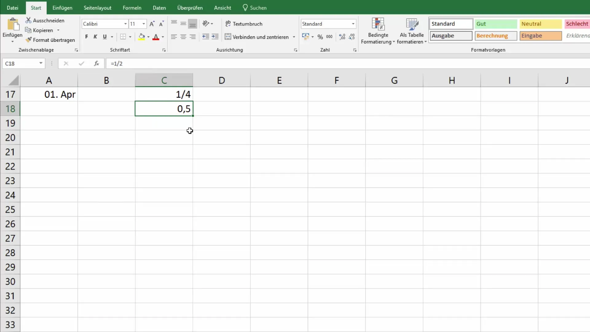 Afficher et calculer correctement les fractions dans Excel