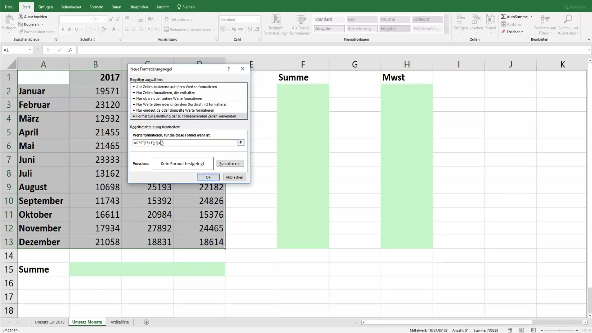 Excel: Her ikinci satırı nasıl renklendirirsiniz