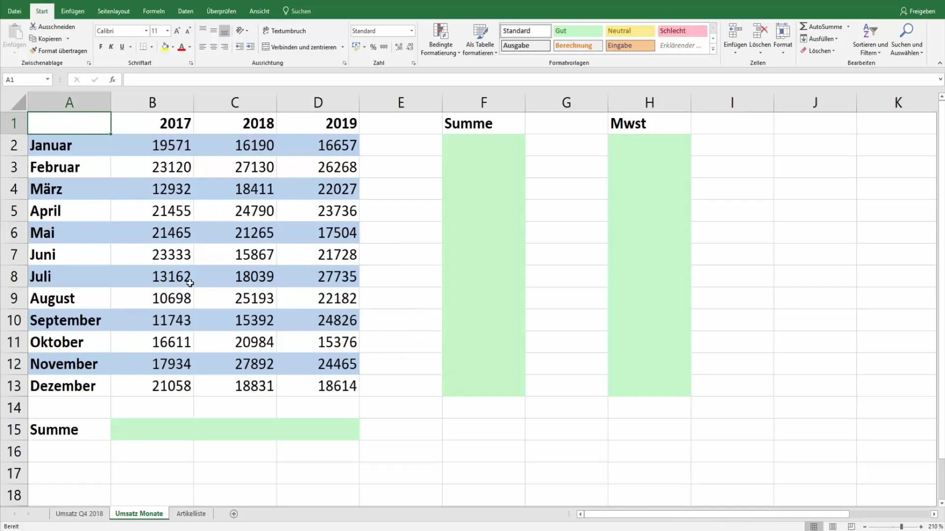 Excel: Как да подчертаете всяко второ ред с цвят