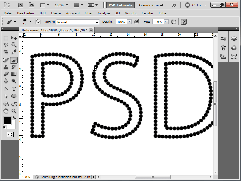 Text effects using the paths panel and various brushes