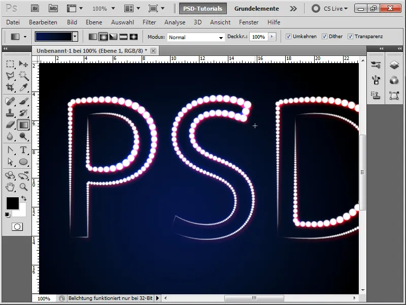 Text effects using the paths panel and various brushes