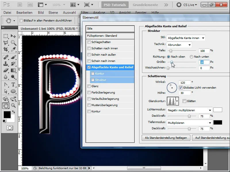 Text effects using the paths panel and various brushes