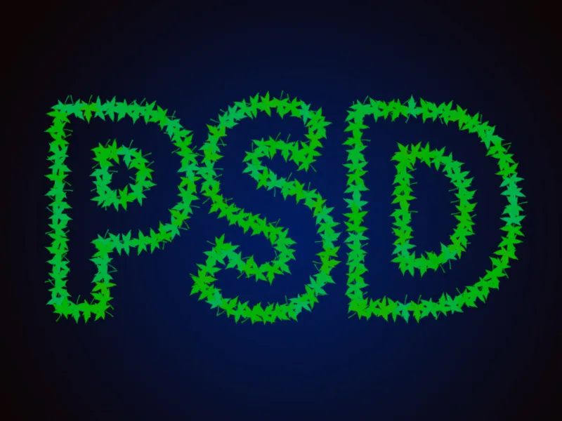 Text effects using the paths panel and various brushes