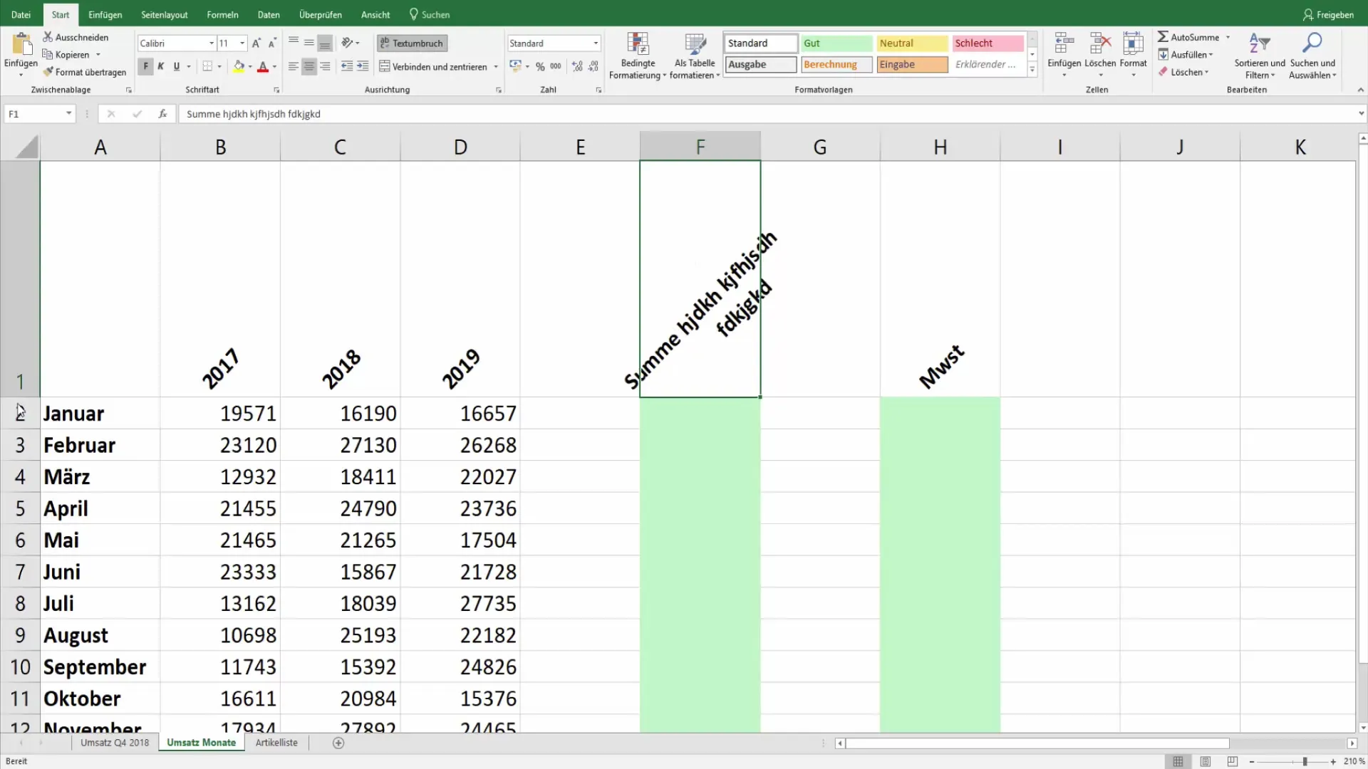 Efektyvus "Excel" lentelių su pasvirusiomis antraštėmis projektavimas