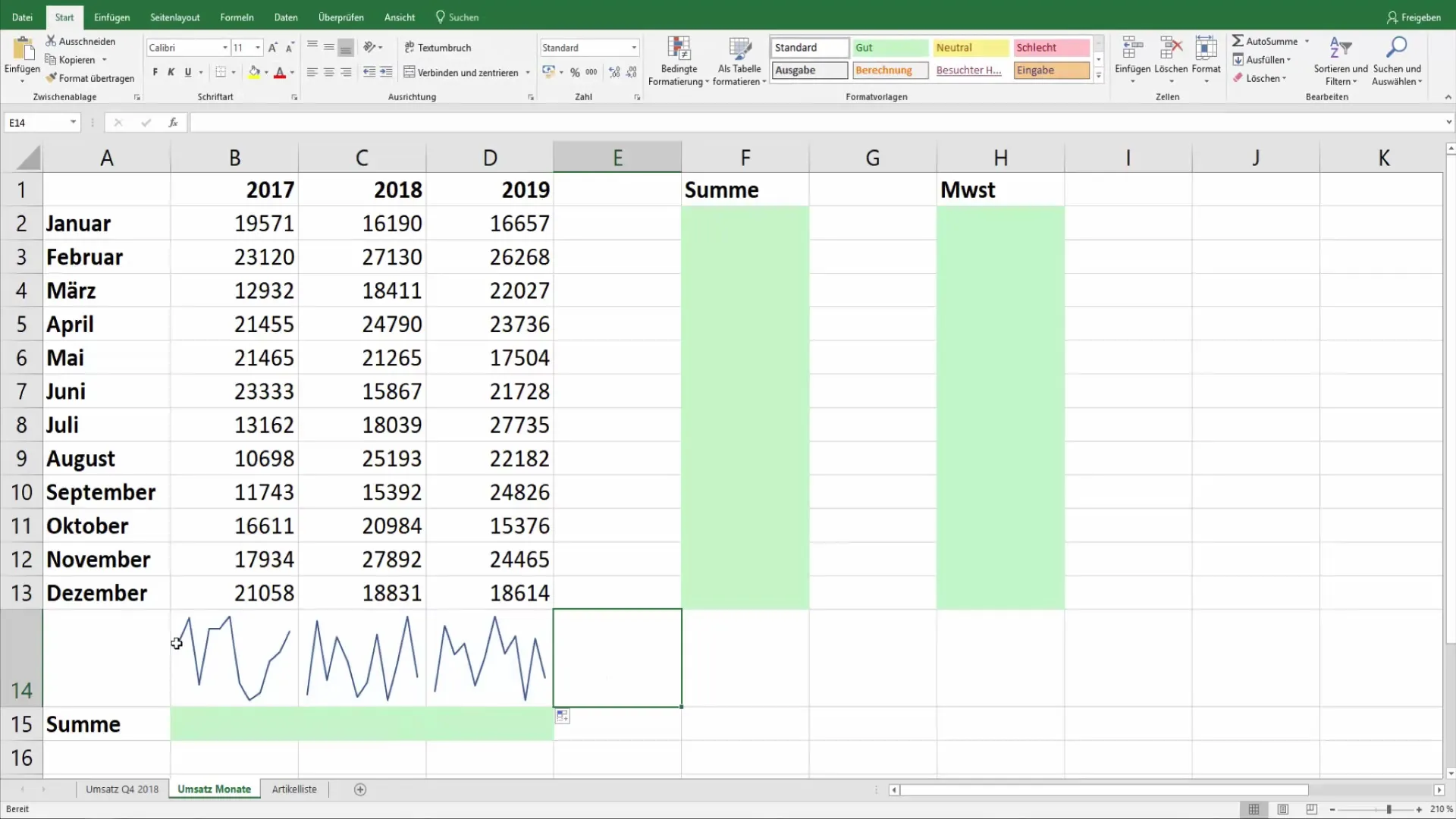 Sparklinės eilutės "Excel" programoje: kaip aiškiai pateikti duomenis