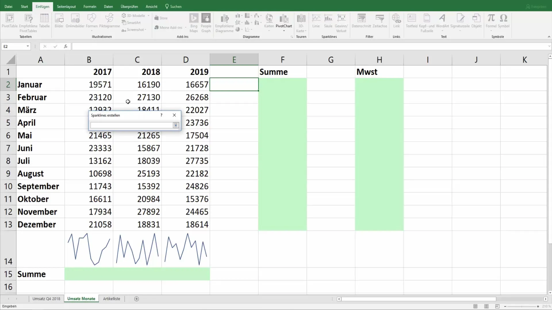 Sparklinės eilutės "Excel" programoje: kaip aiškiai pateikti duomenis