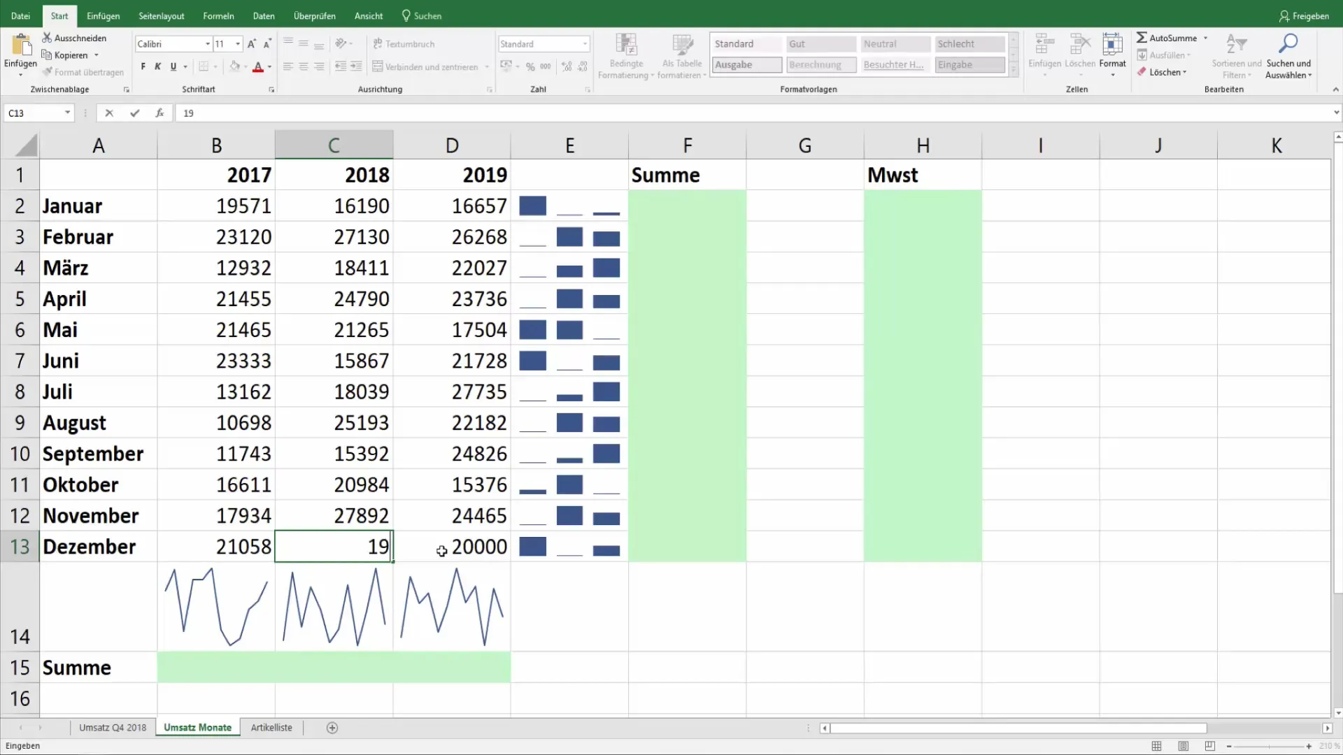 Sparklinės eilutės "Excel" programoje: kaip aiškiai pateikti duomenis