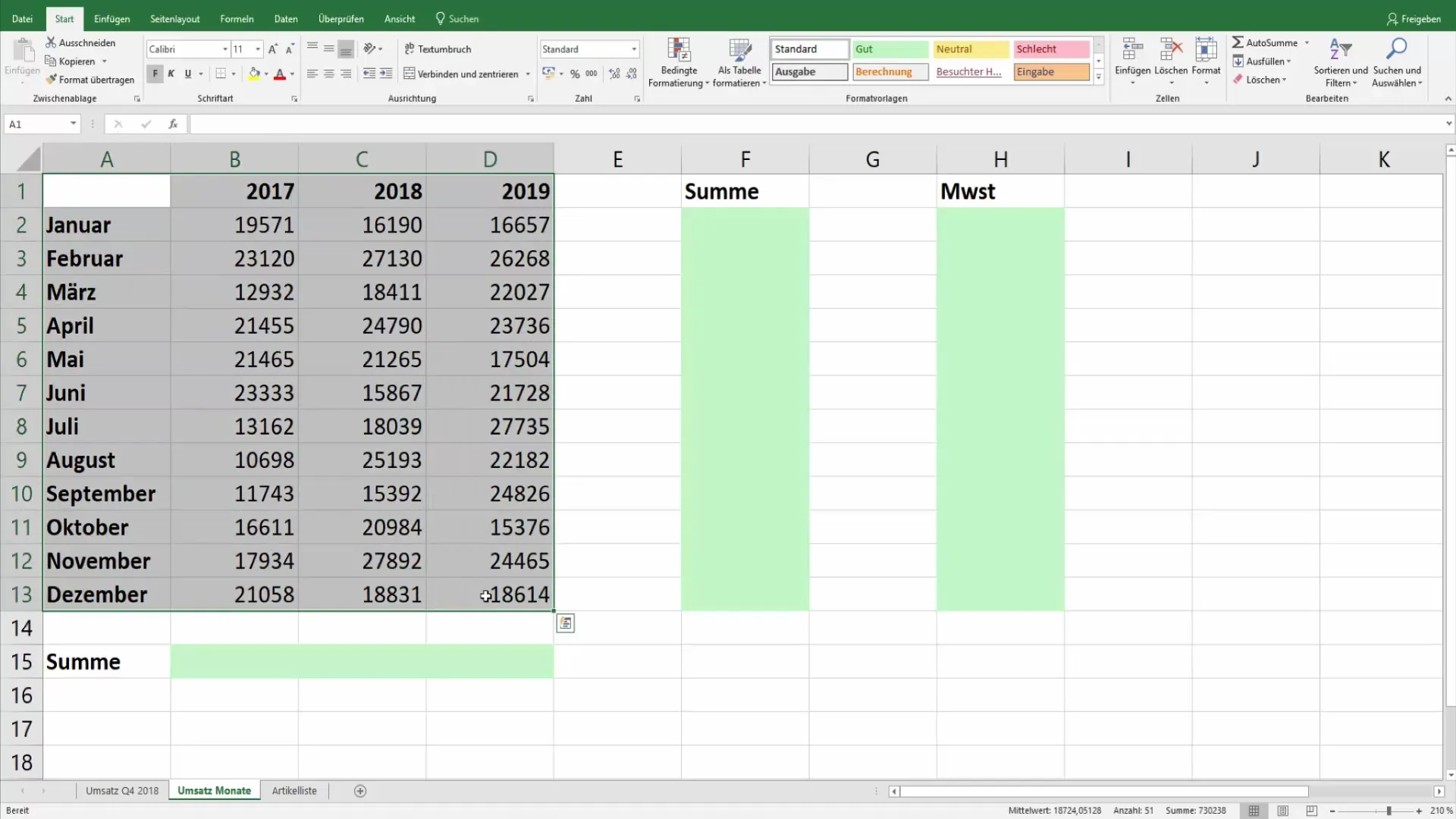 Izveidojiet pievilcīgas Excel tabulas prezentācijām