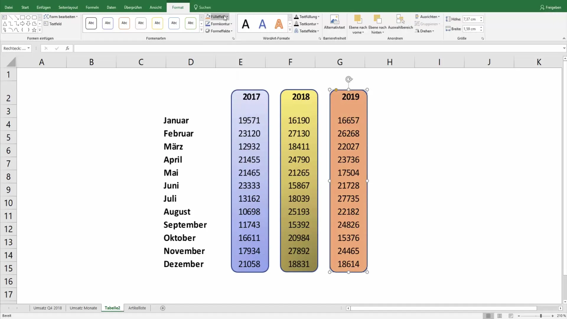 Kurkite patrauklias "Excel" lenteles pristatymams