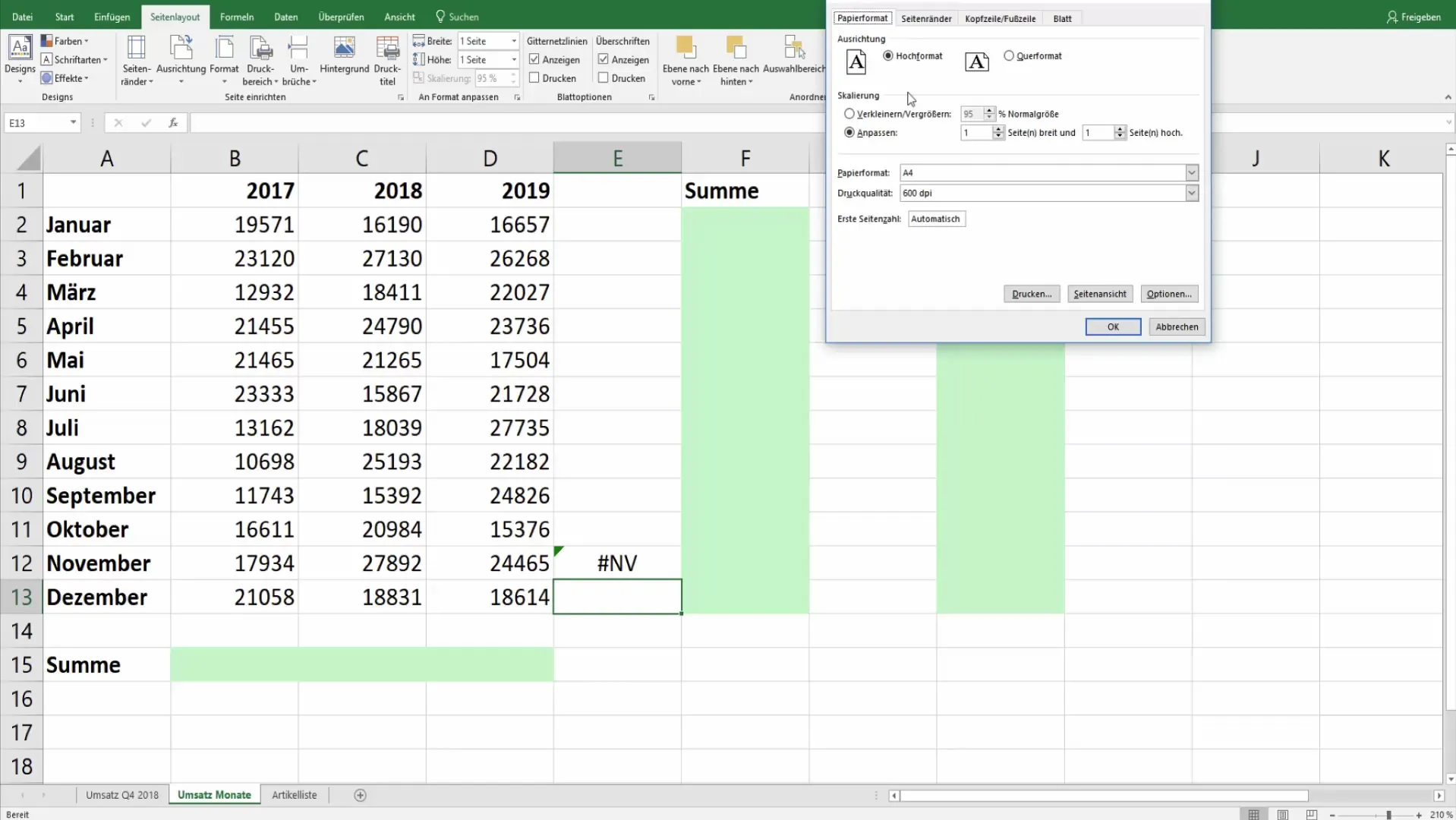 Paslėpti "Excel" klaidų vertes spausdinant