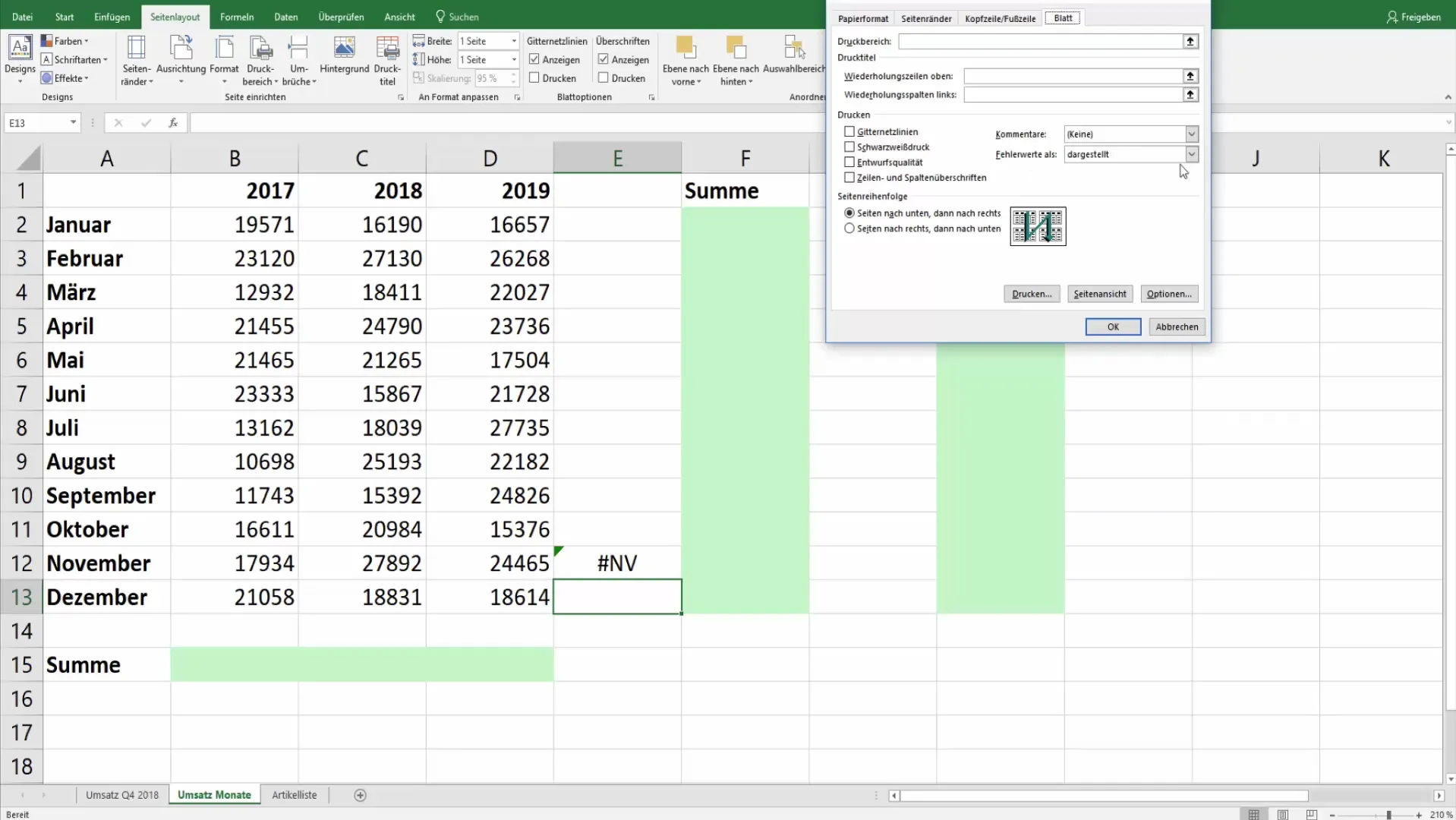 Paslėpti "Excel" klaidų vertes spausdinant