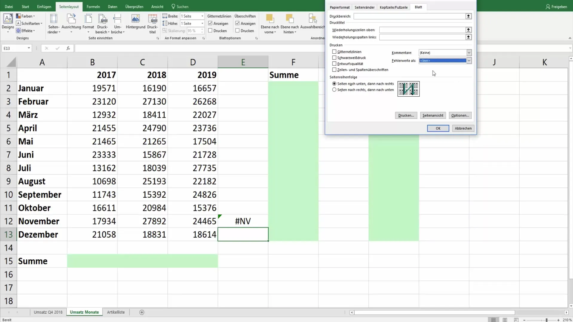 Paslėpti "Excel" klaidų vertes spausdinant