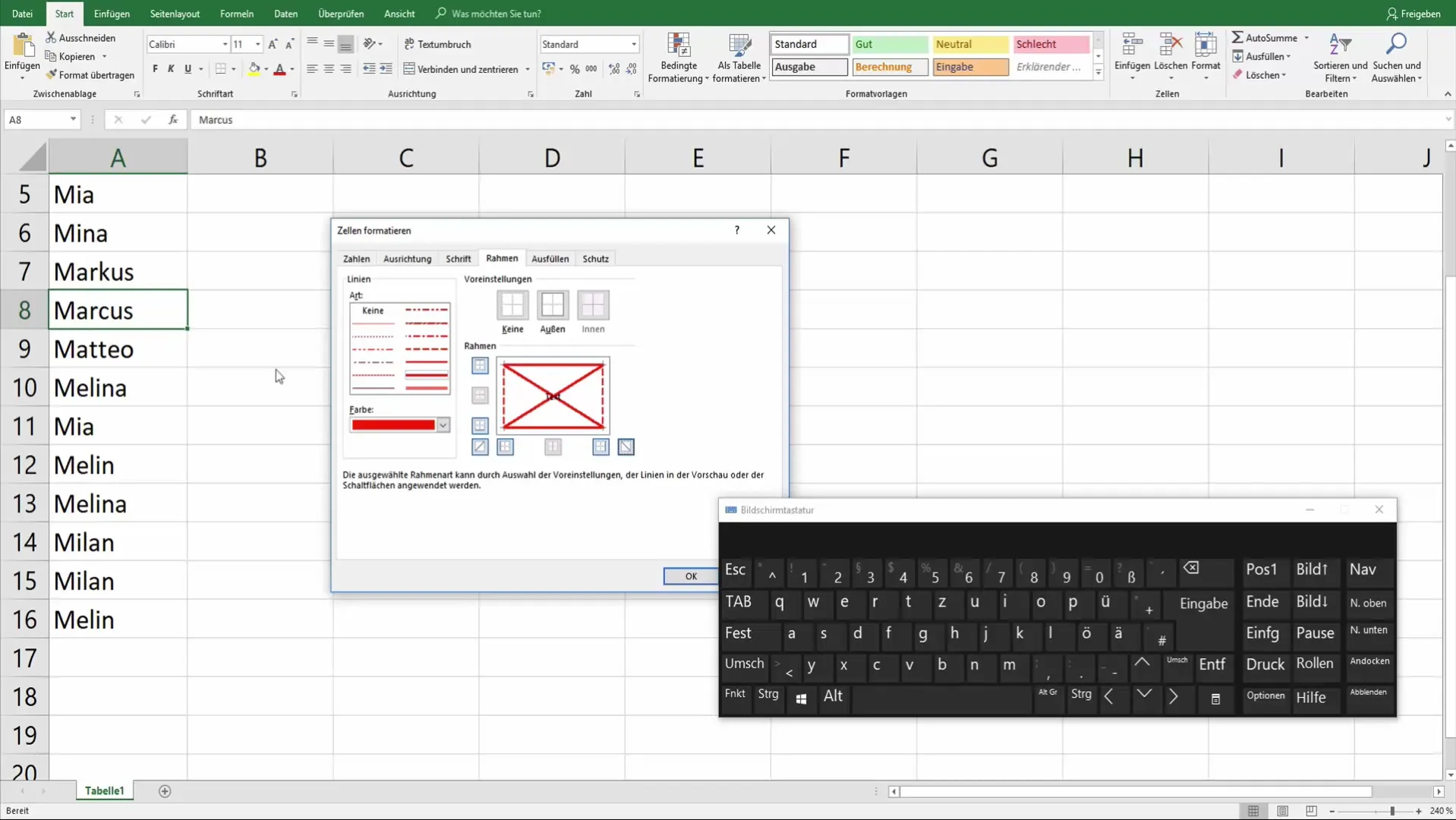 Design lines in cells - An Excel tutorial