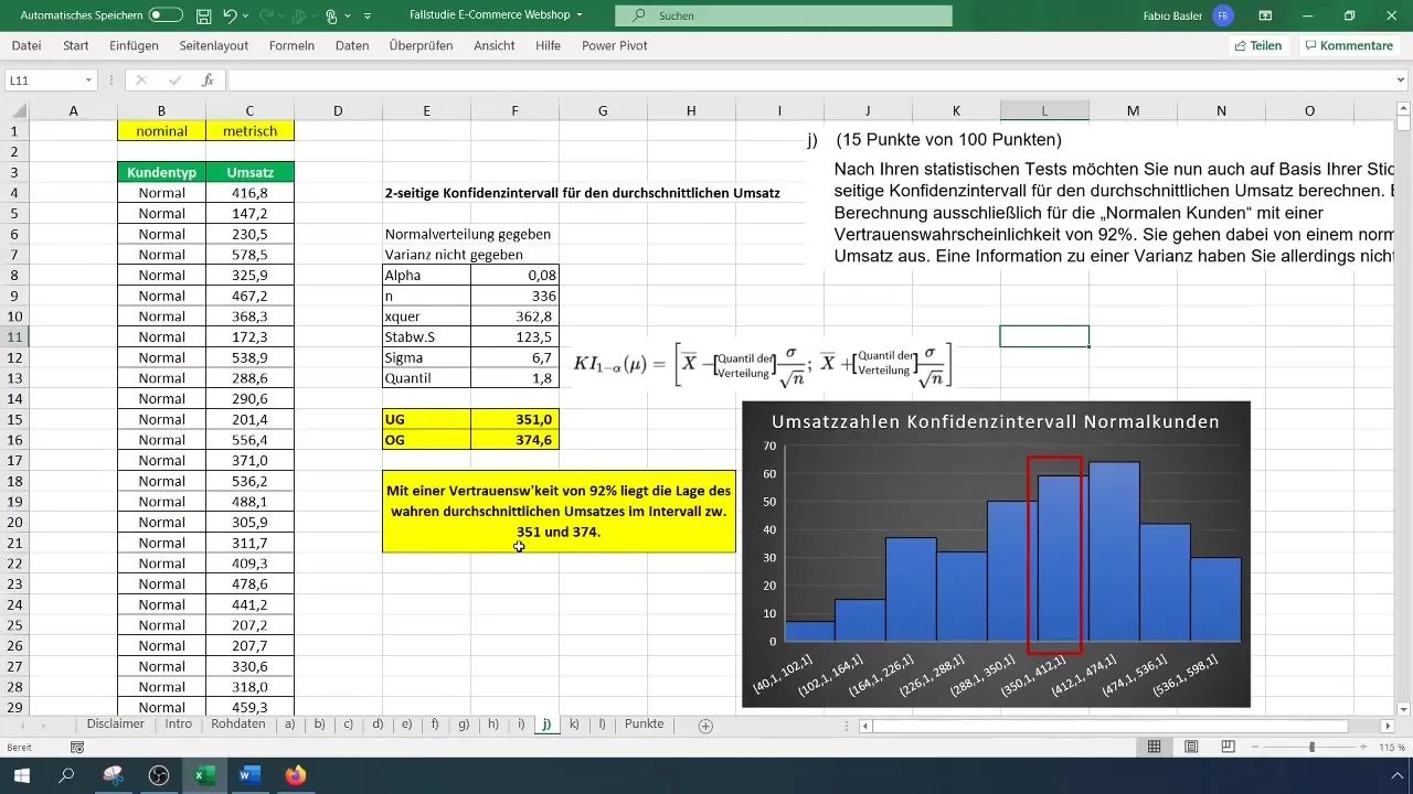 Calculate the confidence interval for revenue in Excel