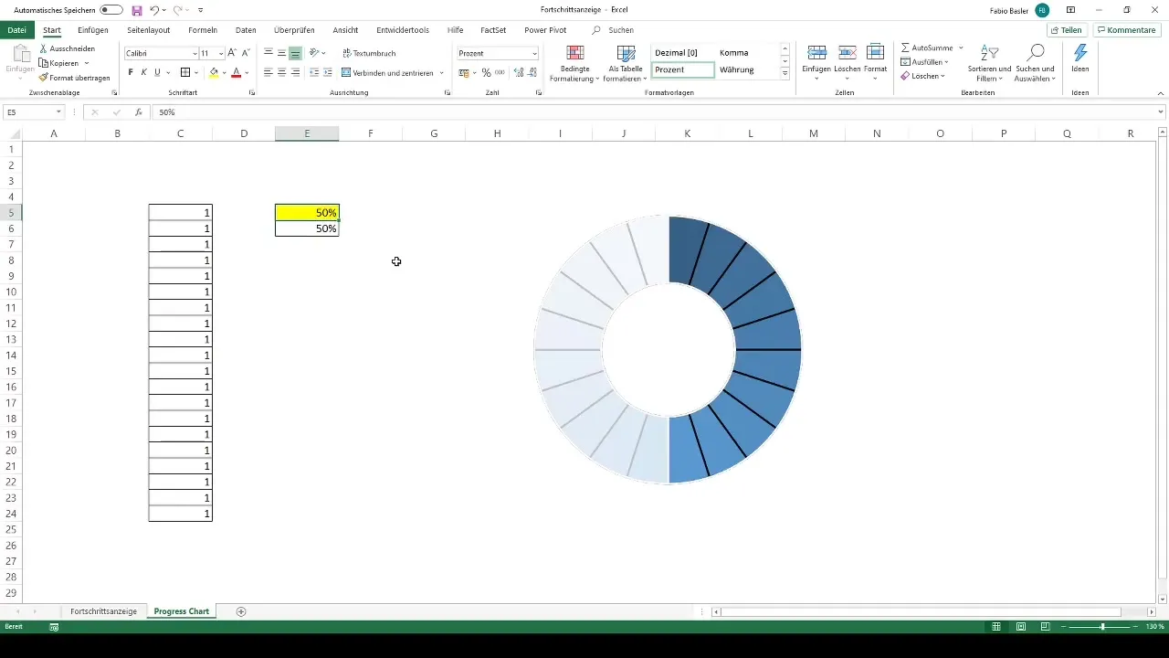 Opret dynamisk fremskridtslinje i Excel