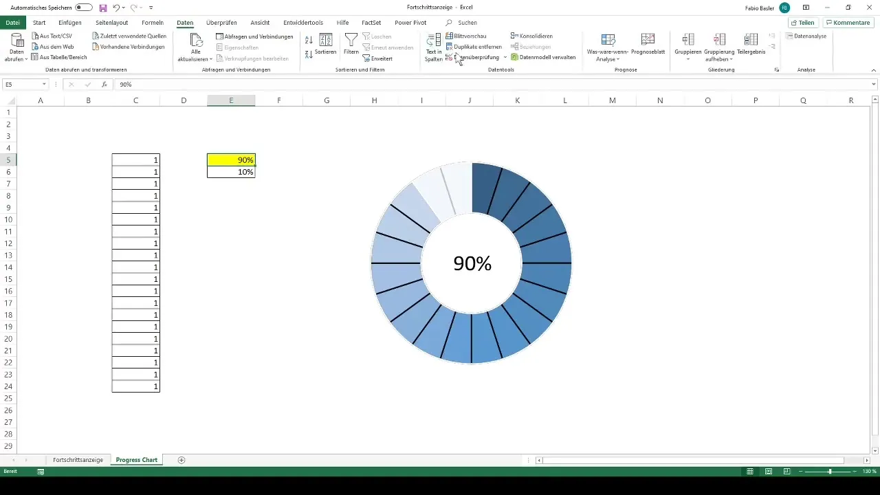 Opret dynamisk fremskridtsindikator i Excel