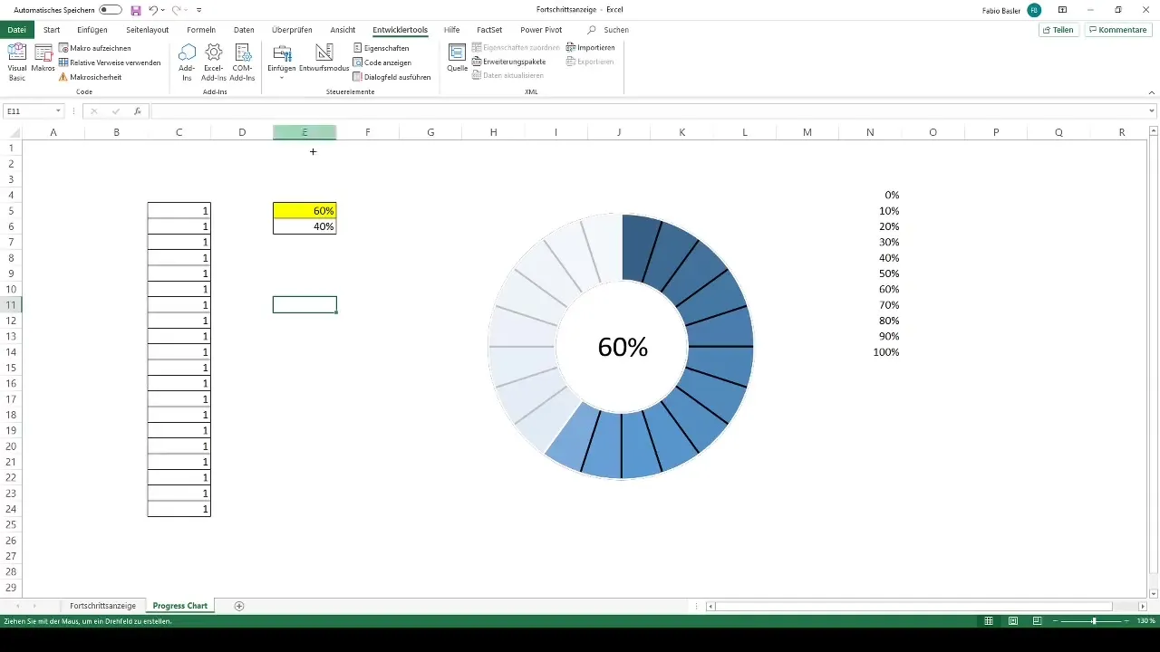 Opret dynamisk fremskridtsindikator i Excel