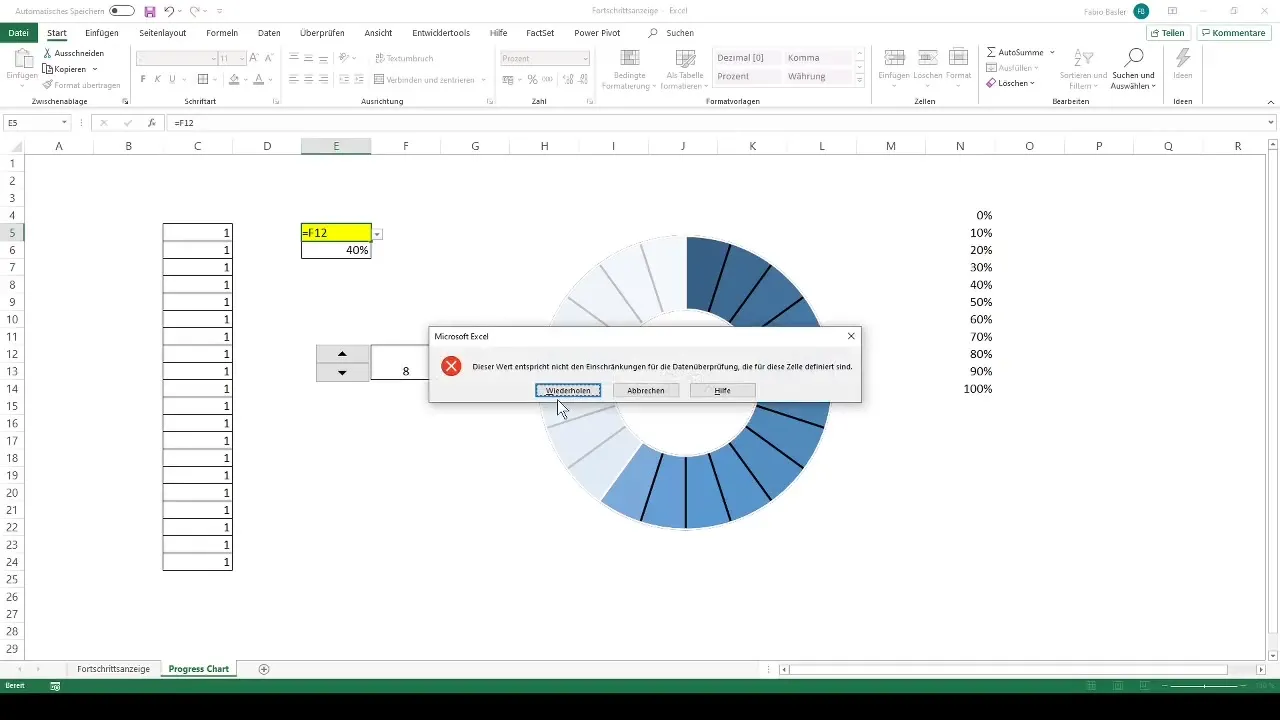 Opret dynamisk fremskridtsindikator i Excel