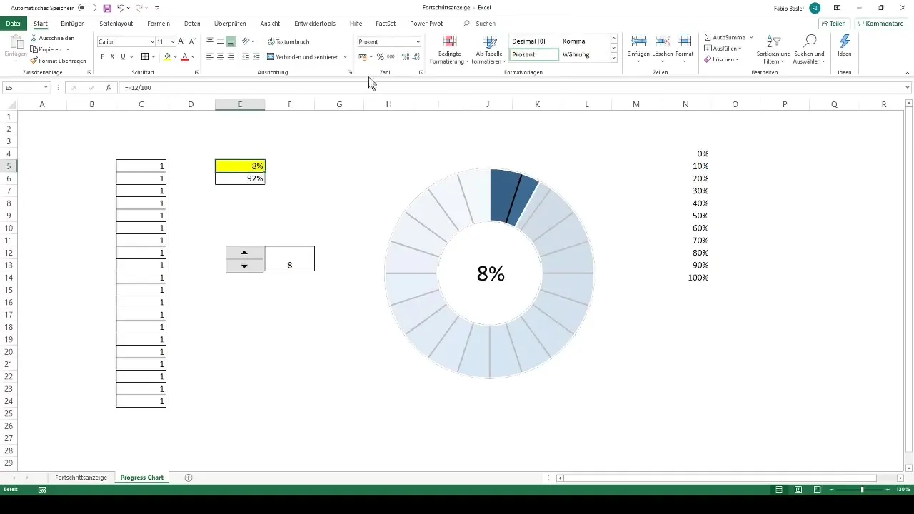 Opret dynamisk fremskridtsindikator i Excel