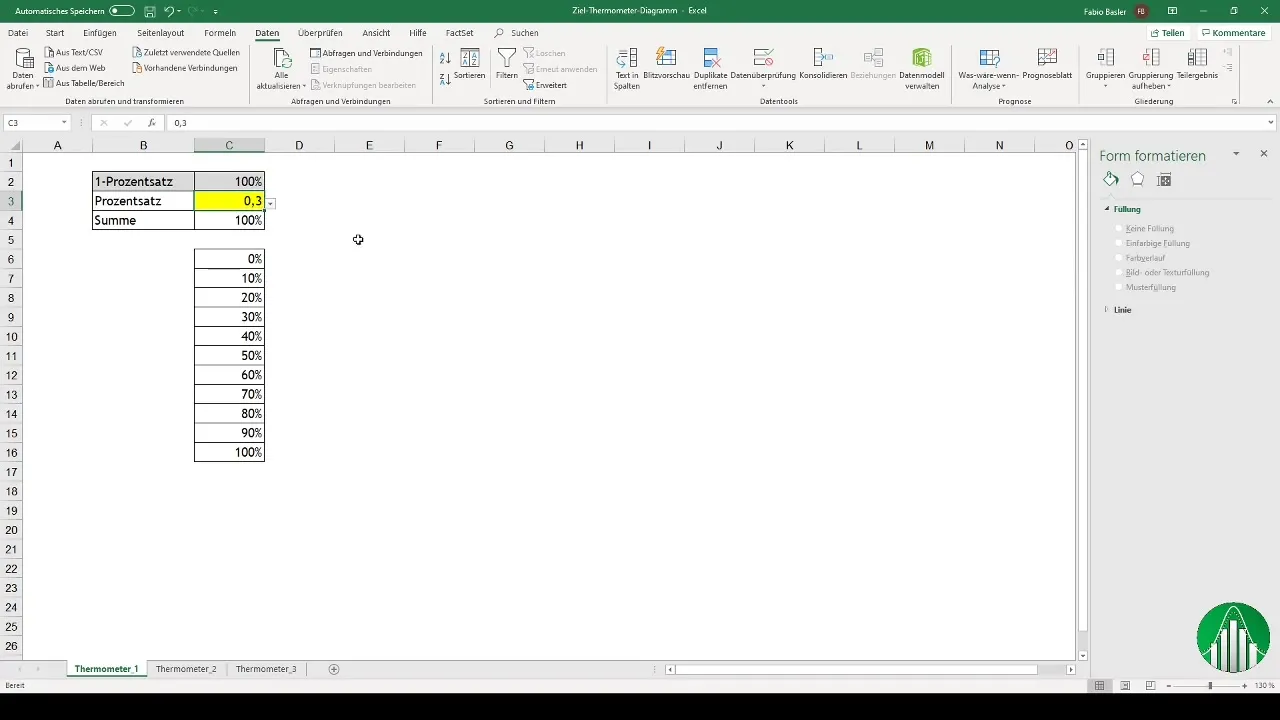 Membuat diagram termometer di Excel