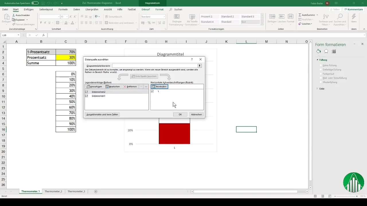 Izveidojiet termometra diagrammu programmā Excel