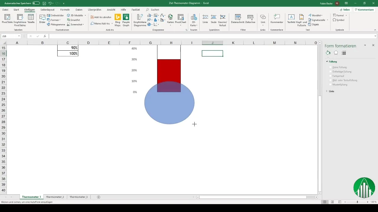 Membuat diagram termometer di Excel