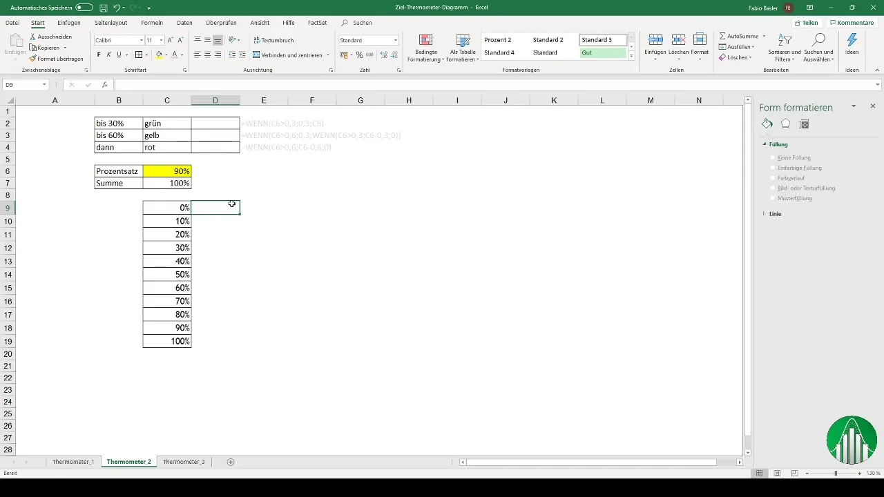 Crear un gráfico de termómetro en Excel