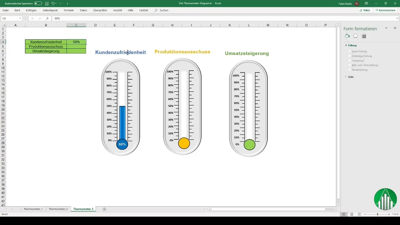 Vytvorte graf teplomeru v programe Excel