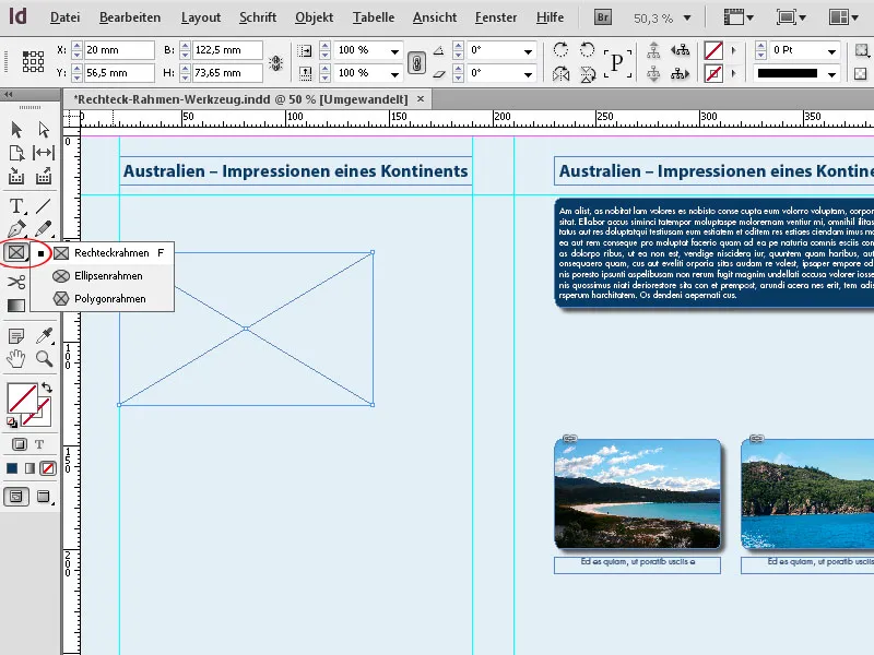 Die Platzhalter-Rahmen-Werkzeuge in InDesign