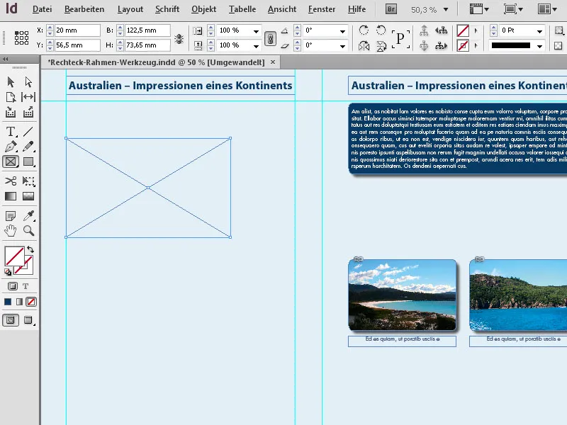 Инструменты рамки заполнителя в InDesign