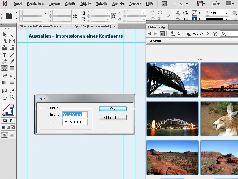 Die Platzhalter-Rahmen-Werkzeuge in InDesign