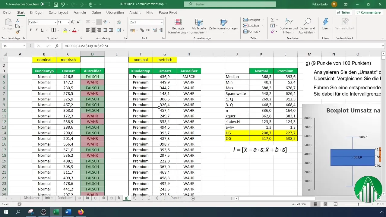 Análisis de diagrama de caja y detección de valores atípicos en Excel