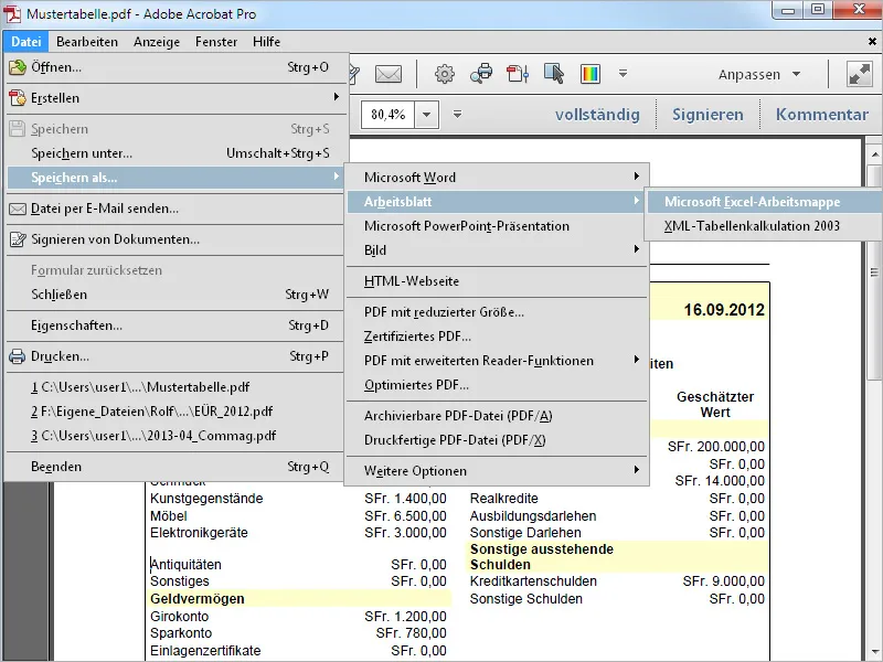 Извлекать изображения и текст из файлов PDF и сохранять их как документ Office с помощью Acrobat.