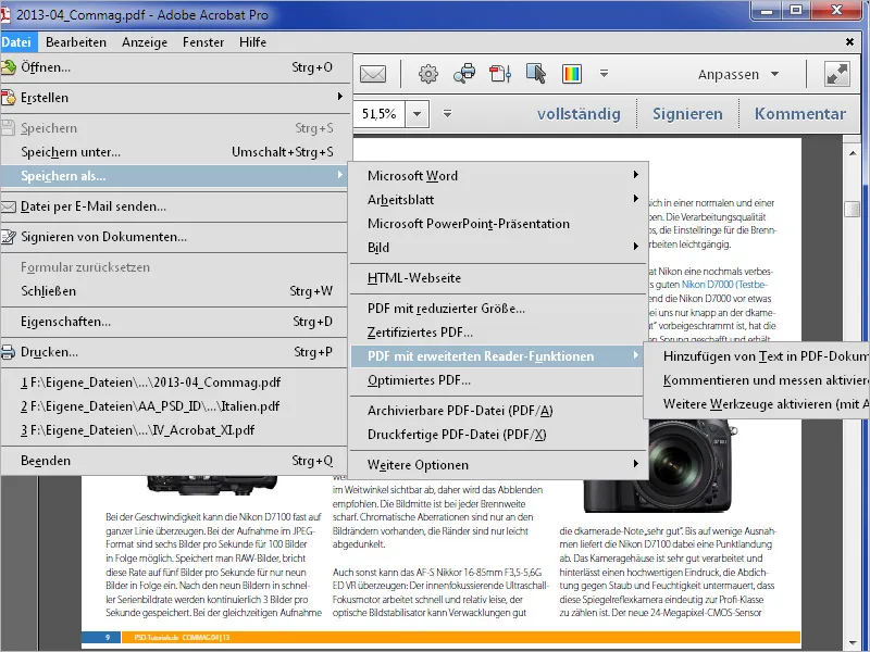 Piltide ja teksti eraldamine PDF-failidest ja salvestamine Office'i dokumendina Adobe Acrobatis.