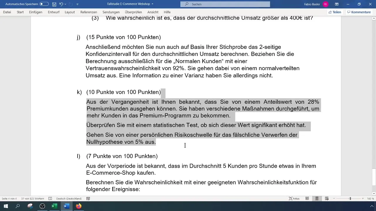 Premium müşteri paylarını analiz etmek için SP testi