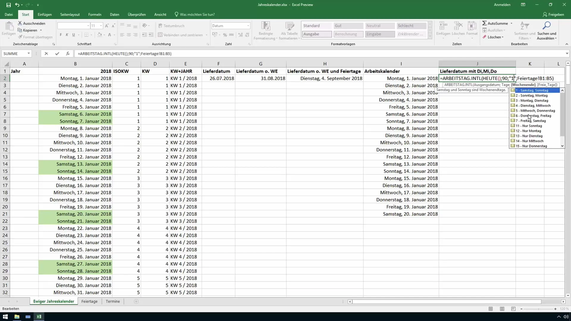 Nākotnes datu aprēķināšana programmā Excel