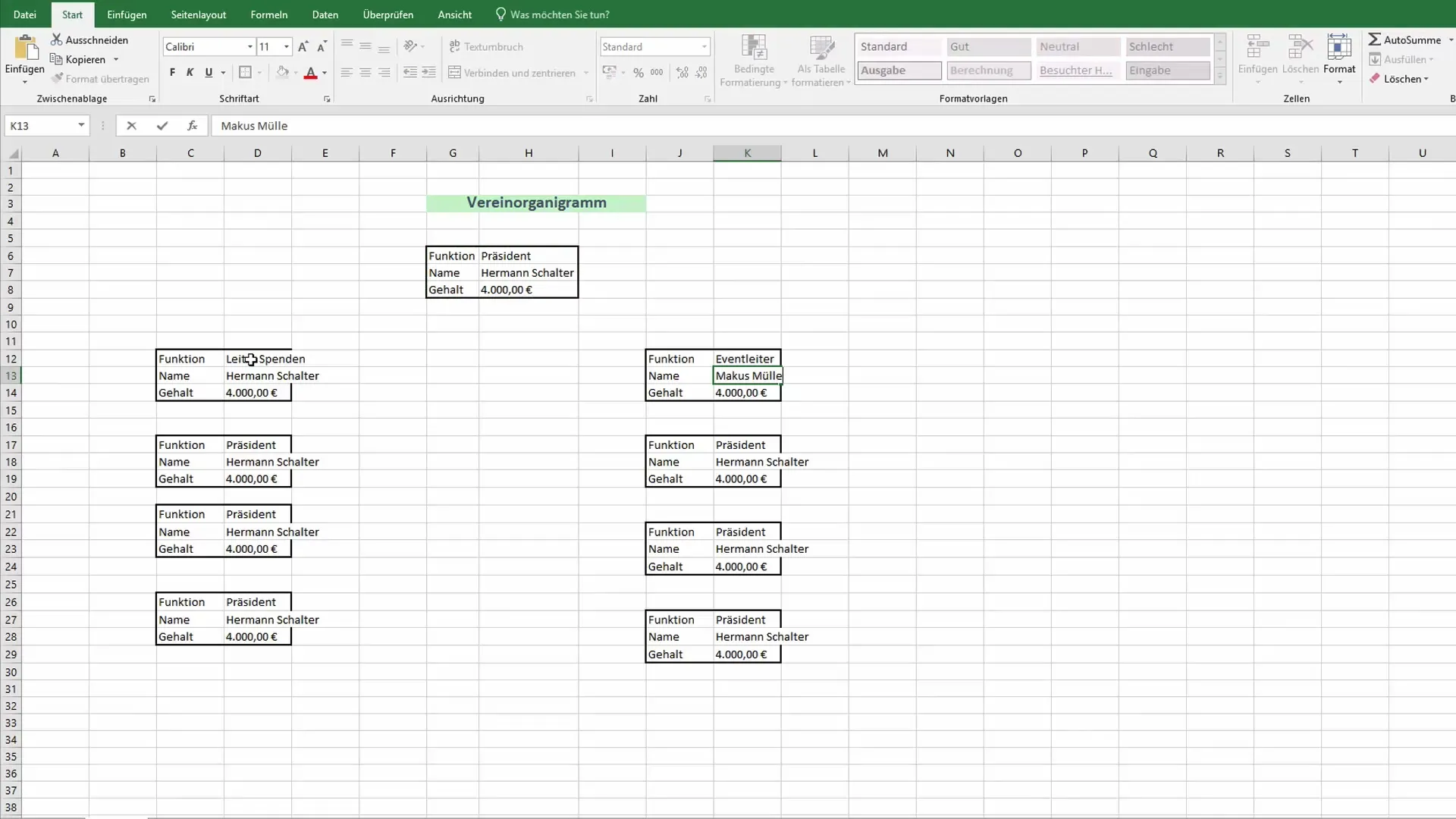 Membuat struktur organisasi secara efektif di Excel