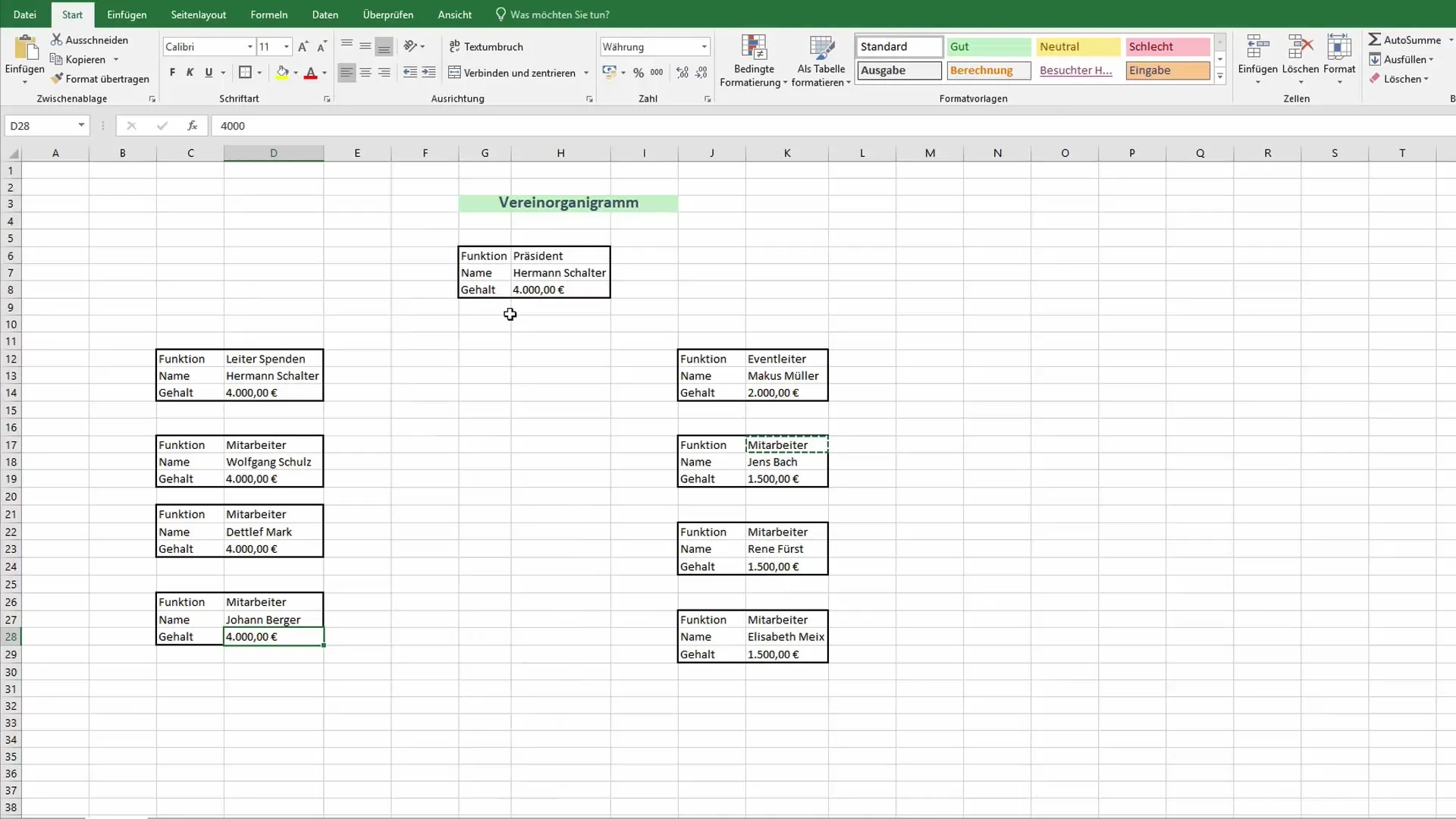 Membuat organisasi dalam Excel secara efektif